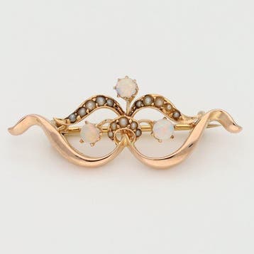 Broche - 14 karaat Roségoud Parel - Opaal