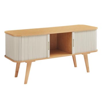 TV meubel Tysvær 120x40x58 cm naturel en cremewit [en.casa], Verzenden, Nieuw