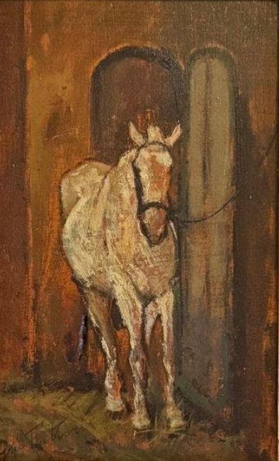 Giovanni Fattori (1825-1908) - Cavallo Solitario, Antiek en Kunst, Kunst | Schilderijen | Klassiek