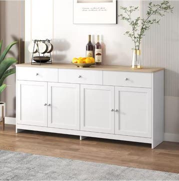 Witte Opbergkast met 4 Deuren en 3 Lades 160x37x75 cm, Verzenden, Nieuw in verpakking