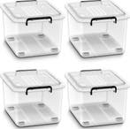 Opbergbox met deksel - Opbergdoos - 4x13L - Transparant - Ti, Verzenden, Zo goed als nieuw