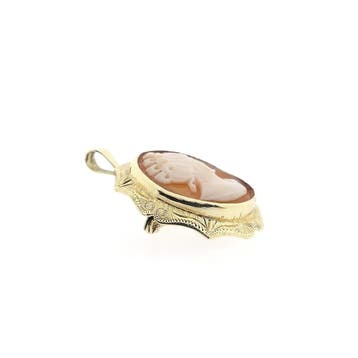 Gouden broche/hanger met camee (Hanger of bedel), Ophalen of Verzenden, Gebruikt, Goud, Overige merken