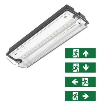 NOODVERLICHTING | 3W | ZWART | INCL. PICTOGRAMMEN, Nieuw