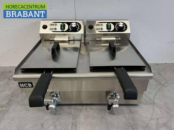 HCB RVS Dubbele Friteuse Frituur Aftapkraan 2 x 8,5 liter 2, Ophalen of Verzenden, Nieuw in verpakking