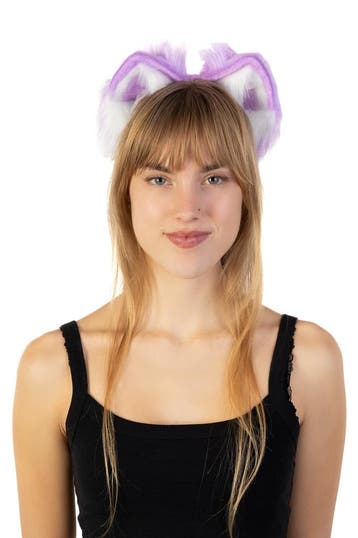KIMU® Haarband Furry Oortjes Paars Wit Kat Poes Vos Diadeem, Kleding | Dames, Ophalen of Verzenden, Nieuw, Carnaval, Accessoires