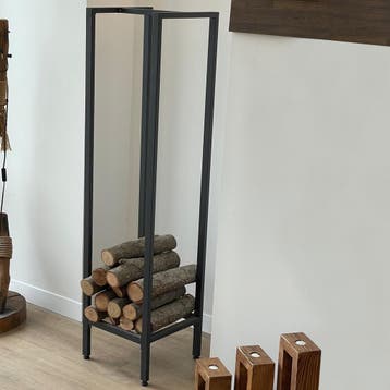 [en.casa] Brandhout rek Taarbæk houtopslag 35x35x140 cm zwar, Verzenden