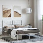vidaXL Bedframe met hoofdbord metaal wit 150x200 cm, Verzenden, Wit, Overige maten, 200 cm