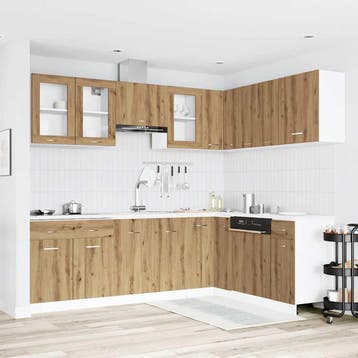 vidaXL 11-delige Keukenkastenset Lyon bewerkt hout, Huis en Inrichting, Keuken | Keukenelementen, Verzenden, Nieuw, Bruin