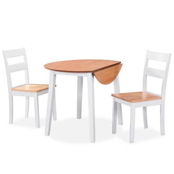 vidaXL Eetkamerset MDF en rubberwood wit 3-delig, Huis en Inrichting, Complete eetkamers, Verzenden, Nieuw