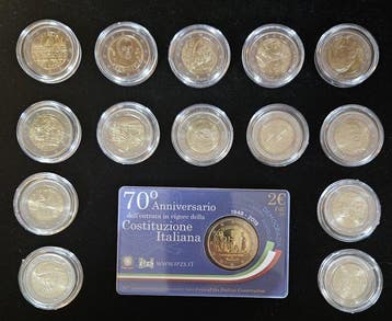 Italië. 2 Euro 2004/2018 (15 coins incl. 1 coincard )