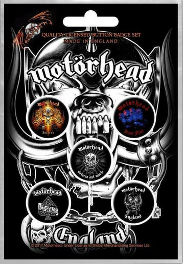 Motörhead button England 5-pack officiële merchandise, Ophalen of Verzenden, Nieuw, Kleding