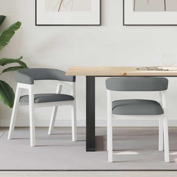 vidaXL Eettafelstoelen 2 st Massief Rubberhout Wit 54 x 57 x, Verzenden, Nieuw, Wit