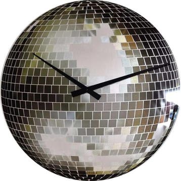 Small Disco wandklok zilver - NeXtime (SPORT), Verzenden, Nieuw