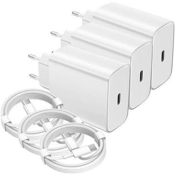 USB-C Oplader – 45W Snellader 3-Pack + USB-C Kabel 2M –, Ophalen of Verzenden, Nieuw
