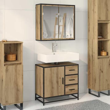 vidaXL Badkamermeubelset 2 st Artisan Eiken 65 x 33 x 60 cm, Verzenden, Nieuw, Overige typen