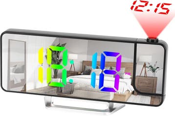 Design Spiegelwekker LED | 180 Projectie | Laatste Stuk!, Ophalen of Verzenden, Overige typen