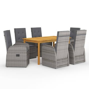 vidaXL 7-delige Tuinset grijs, Tuin en Terras, Tuinsets en Loungesets, 6 zitplaatsen, Nieuw, Tuinset, Verzenden