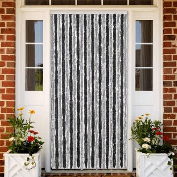 vidaXL Vliegengordijn 90x200 cm chenille grijs en zwart, Verzenden, Nieuw, Grijs