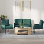 vidaXL Sofa-Sets 3 pcs Donkergroen 115 x 56 x 80 cm, Huis en Inrichting, Banken | Bankstellen, Verzenden, Nieuw, Minder dan 150 cm