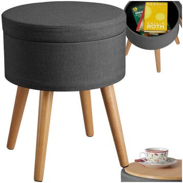 Hocker Yara gestoffeerd in linnenlook 300kg met opbergruimte, Verzenden, Nieuw