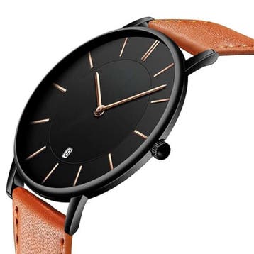 Tyme Oslo Heren Horloge 39.5mm - Zwart/Bruin - Horloges voor, Ophalen of Verzenden, Zo goed als nieuw