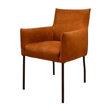Stevige eetkamerstoel in cognac kleur met showroomkorting, Minder dan 50 cm, Verzenden, Minder dan 75 cm, Nieuw