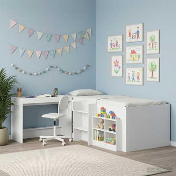 vidaXL Bed Bureau Wit Bewerkt hout 100 x 45 x 75 cm, Verzenden, Nieuw
