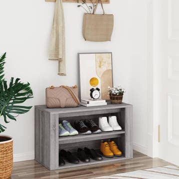 vidaXL Schoenenrek 75x35x45 cm bewerkt hout grijs sonoma, Verzenden, Nieuw