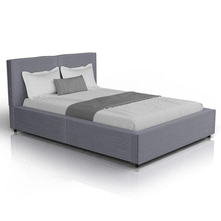 Gestoffeerd Bed Salerno - Corduroy - 140x200cm - Grijs, Huis en Inrichting, Slaapkamer | Bedden, Nieuw, Verzenden