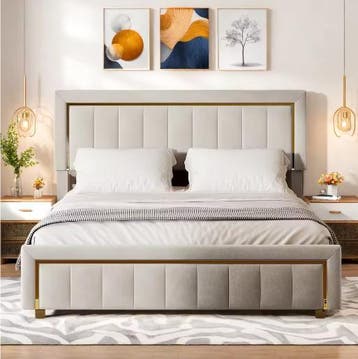 Hydraulisch Opbergbed met Gewatteerd Hoofdeinde, Huis en Inrichting, Slaapkamer | Bedden, Verzenden, Nieuw