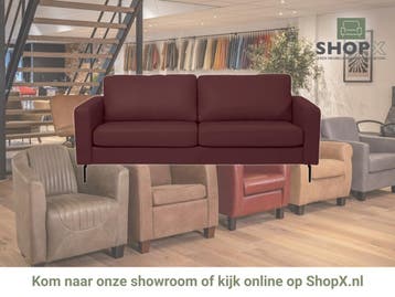 Leren bank Match - 2,5 zits - Toledo Bordeaux (donkerrood), 150 tot 200 cm, Nieuw, Ophalen of Verzenden, Rechte bank