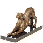 Figuur - Bronzefigur Leopard - Brons, Marmer