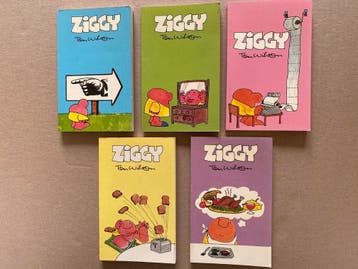 Tom Wilson - Ziggy - 5 Mini-Cartoon Boekjes - vrij zeldzaam, Verzenden, Gelezen