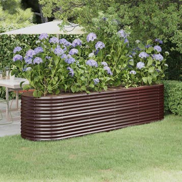 vidaXL Plantenbak 296x80x68 cm gegalvaniseerd staal bruin, 100 cm of meer, Verzenden, Nieuw, Metaal