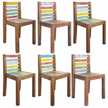 vidaXL Eetkamerstoelen 6 st massief gerecycled hout, Huis en Inrichting, Stoelen, Verzenden, Nieuw