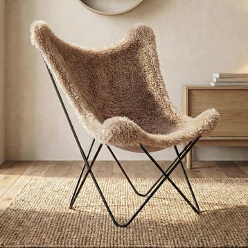 *WOONWINKEL* Vlinderstoel Taupe Bont, Huis en Inrichting, Verzenden, Nieuw