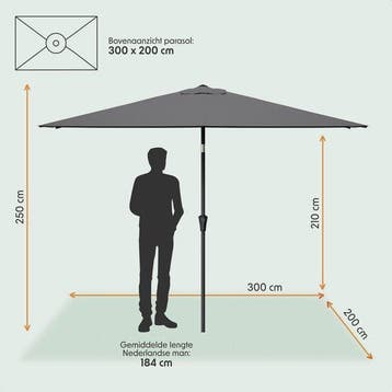 2dekans | LifeGoods Parasol - Tuin - 200x300cm - 30°, Ophalen of Verzenden, Zo goed als nieuw