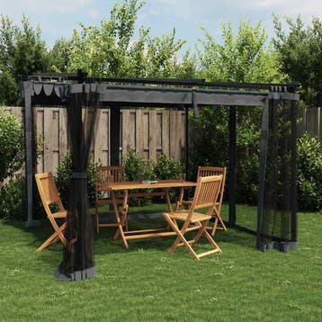 vidaXL Prieel met zijwanden van gaas 3x3 m staal, Tuin en Terras, Verzenden, Nieuw