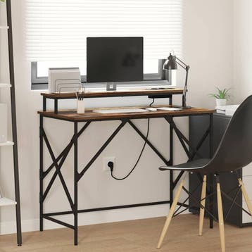 vidaXL Bureau Gerookt eiken 100 x 50 x 86,5 cm Bewerkt hout, Verzenden, Nieuw