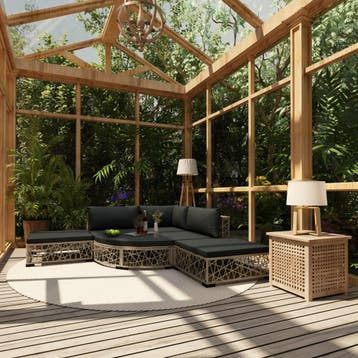 vidaXL 6-delige Loungeset met kussens poly rattan grijs, Verzenden, Nieuw, 6 zitplaatsen, Loungeset