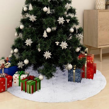 vidaXL Luxe Kerstboomrok Wit 122 cm Imitatiebont, Verzenden, Nieuw