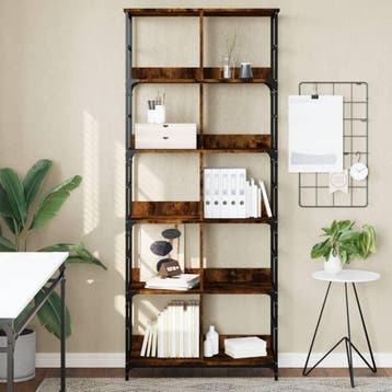 vidaXL Boekenrek 78,5x33x188,5 cm bewerkt hout gerookt, Huis en Inrichting, Kasten | Boekenkasten, Verzenden, Nieuw, 50 tot 100 cm