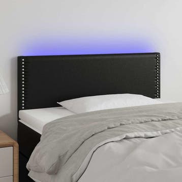vidaXL Hoofdbord LED 100x5x78/88 cm kunstleer zwart, Verzenden, Nieuw, Zwart, Overige materialen