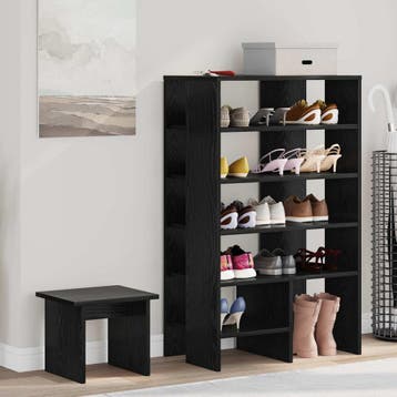 vidaXL Schoenenkast 2 st 62 x 35 x 100 cm Bewerkt hout Zwart, Verzenden, Nieuw