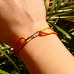 SALE! - Forever knots® Handgemaakte Oranje Satijn armband.., Ophalen of Verzenden, Zo goed als nieuw, Overige kleuren, Goud