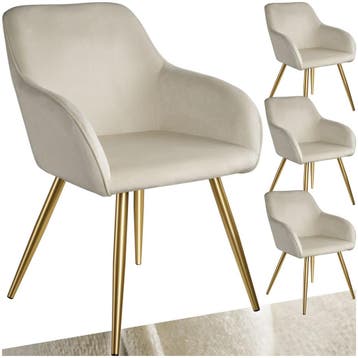 Eetkamerstoel Marilyn fluweellook, gouden poten, Verzenden, Nieuw