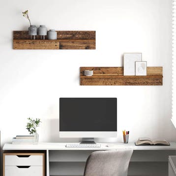 vidaXL Wandplank 2 st Oud Hout 80 x 11,5 x 18 cm Bewerkt, Verzenden, Nieuw