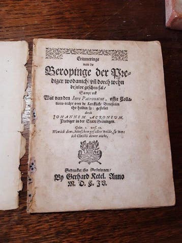 Johan ACRONIUS - Erinneringe van de Beropinge der Prediger,