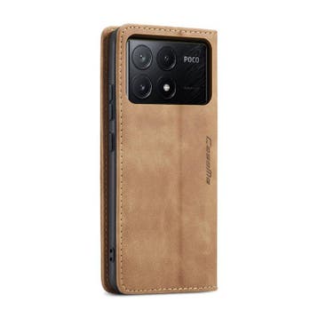 CaseMe book case leer - Xiaomi Poco X6 Pro - licht bruin, Verzenden, Nieuw