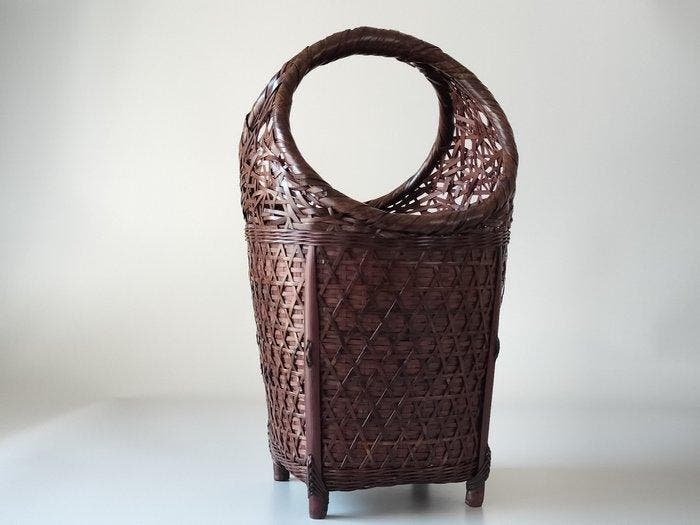Gelakt Japans bamboe bloemenmand — elegant, Antiek en Kunst, Antiek | Overige Antiek